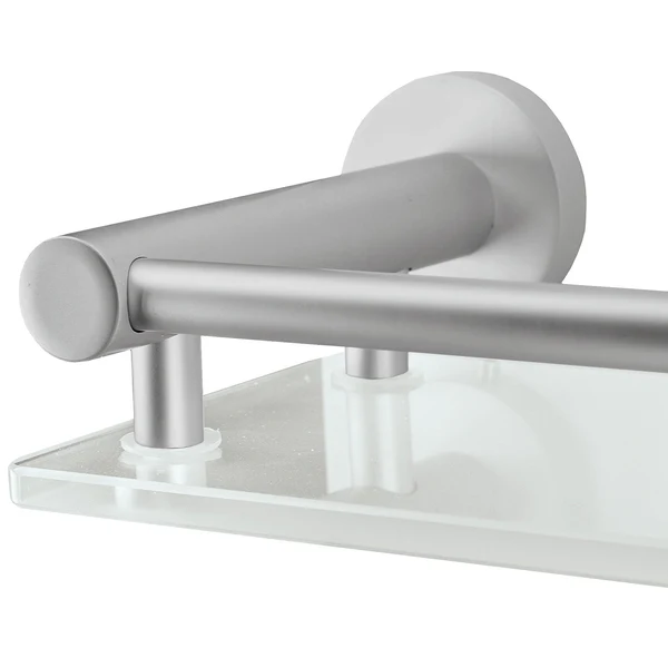 Ablage Apollo - Aluminium / Glas - Silber / Milchglas - Image 4
