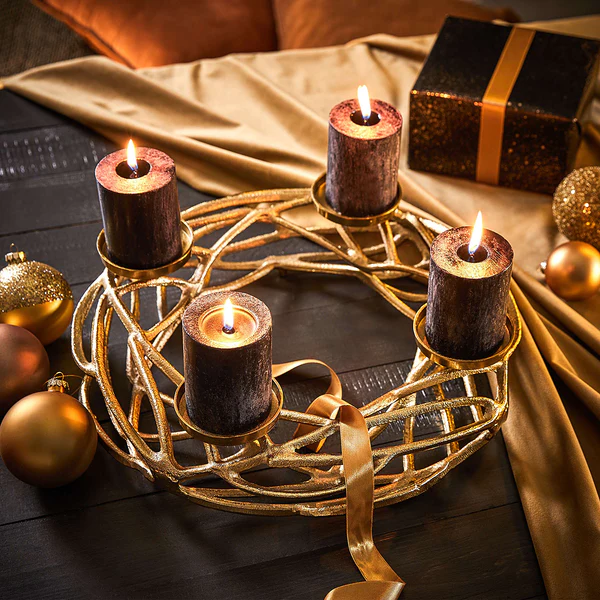 Adentskranz ADVENT "Treibholz" - Aluminium - Gold - Image 2