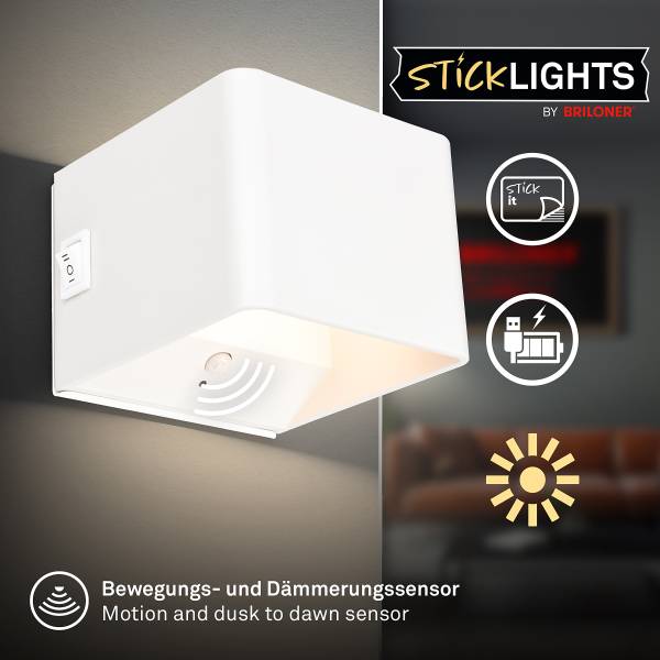 Akku LED-Wandleuchte Borra - Aluminium / Polypropylen - Weiß - Image 5