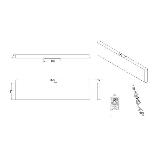 Akku-Wandleuchte KRIM - Dimmbar - inkl. Fernbedienung - Schwarz - Höhe: 32 cm - Image 12