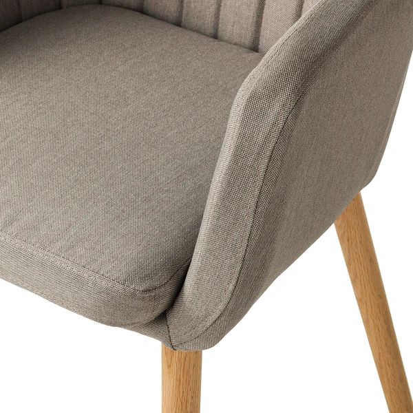 Armlehnenstuhl Leedy - Webstoff / Eiche massiv - Webstoff Zea: Beige - Einzelstuhl - Image 8