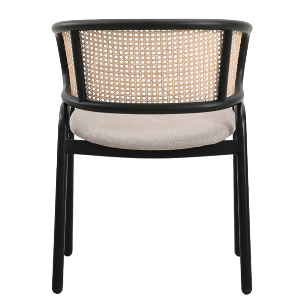 Armlehnenstuhl MATARO 2er-Set - Rattan & Webstoff / Eisen - Beige / Schwarz - Image 9