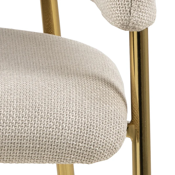 Armlehnenstuhl Shaye 2er-Set - Struktutstoff / Eisen - Beige / Gold - Image 10