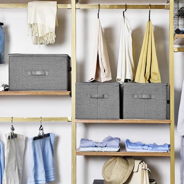 Aufbewahrungsbox Rulls 3er-Set - Grau - Mischgewebe - 40 x 25 x 30 cm - Image 4