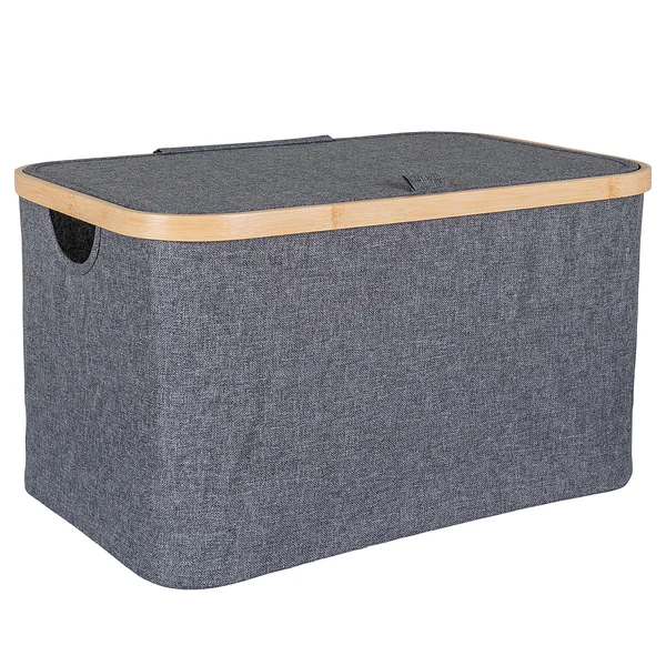 Aufbewahrungskorb Noto 45 x 30 cm - Polyester/ Bambus - Dunkelgrau