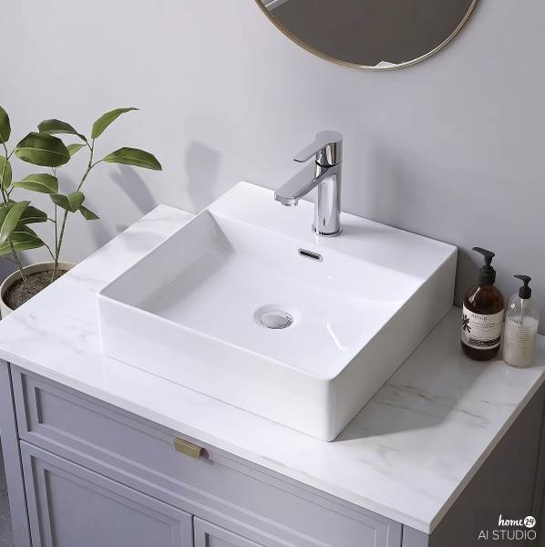 Aufsatzwaschbecken Mlovu Keramik - Weiß - Breite: 42 cm - Image 2