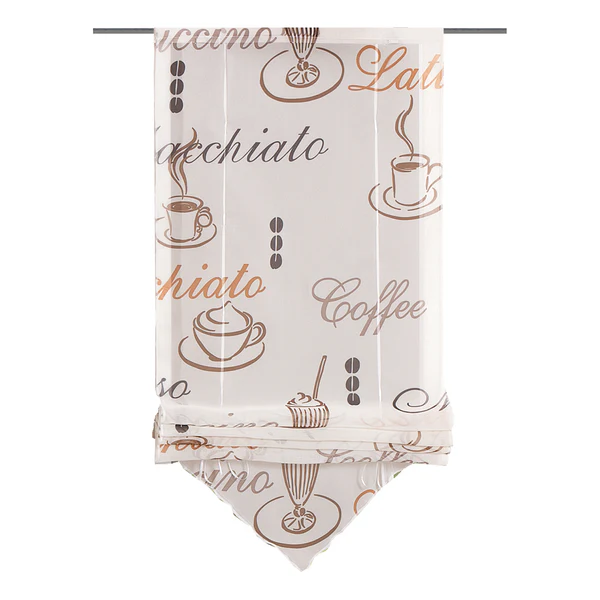 Bändchenrollo Tofty - Polyester - Beige / Weiß / Braun