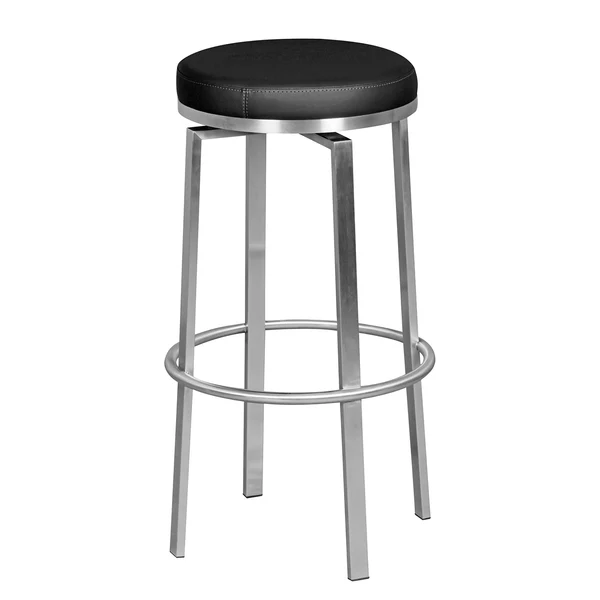 Barhocker Layla - Kunstleder / Edelstahl - Schwarz / Silber