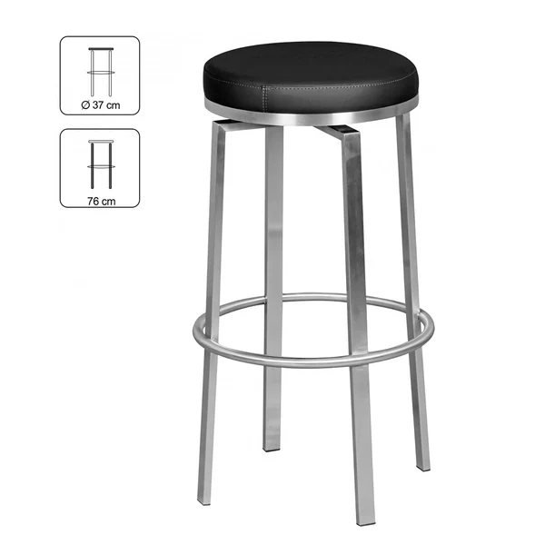 Barhocker Layla - Kunstleder / Edelstahl - Schwarz / Silber - Image 4