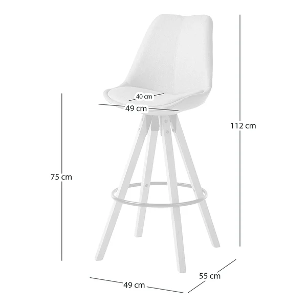 Barstuhl ALEDAS - Webstoff Cors: Granit - 2er Set - Image 10