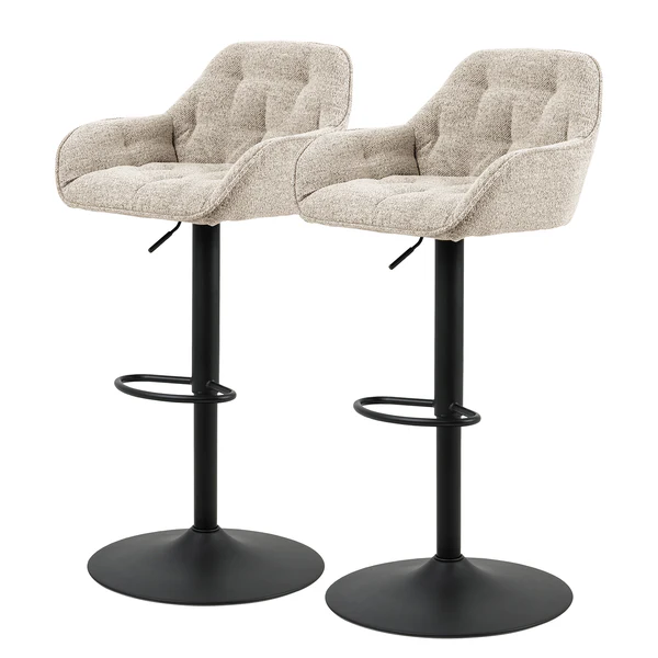 Barstuhl Magrin 2er-Set - Bouclé Stoff Moena: Beige