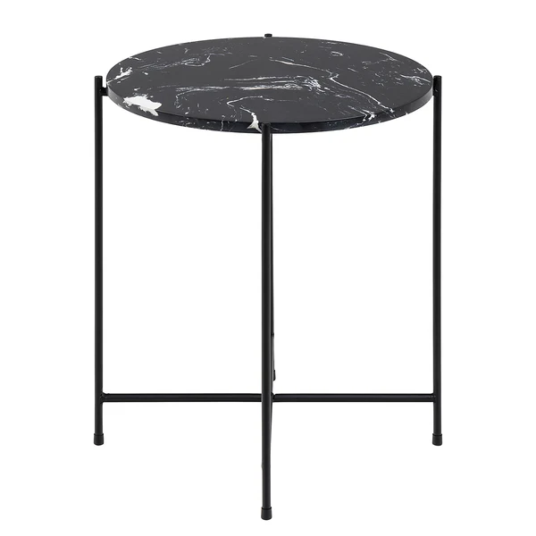 Beistelltisch Carwile - Marmor Schwarz Dekor - Durchmesser: 42 cm - Image 5