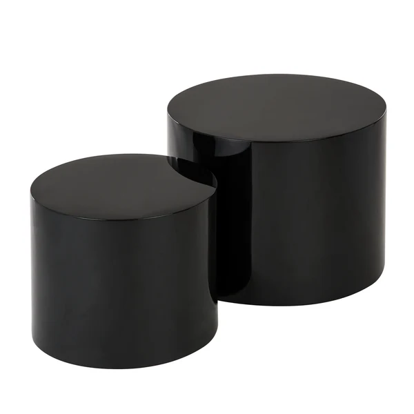 Beistelltisch Circle (2er-Set) - Hochglanz Schwarz