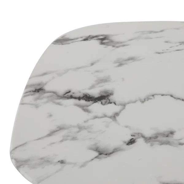 Beistelltisch Ladis - Glas / Metall - Marmor Weiß Dekor / Schwarz - Image 4
