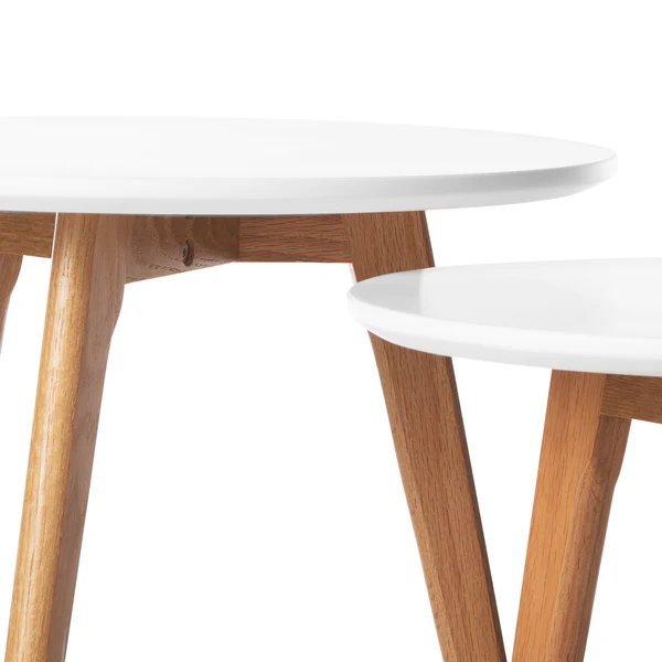 Beistelltisch-Set Nilla I (2-teilig) - Eiche teilmassiv - Matt Weiß - Image 8