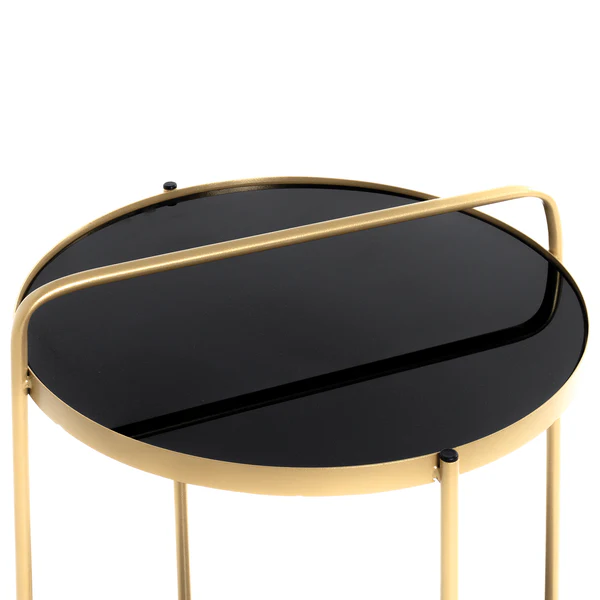 Beistelltisch Warwick - Glas / Metall - Schwarz / Gold - Image 2