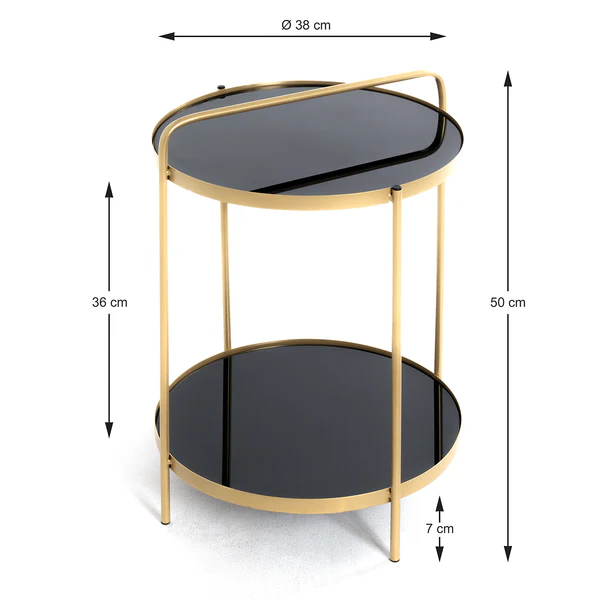 Beistelltisch Warwick - Glas / Metall - Schwarz / Gold - Image 3