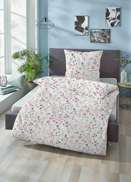 Bettwäsche Borum - Baumwolle - Weiß - 135 x 200 cm / 80 x 80 cm - 135 x 200 cm + Kissen 80 x 80 cm - Image 2