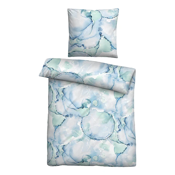 Bettwäsche Brund - Baumwolle - Himmelblau - 135 x 200 cm / 80 x 80 cm - 135 x 200 cm + Kissen 80 x 80 cm