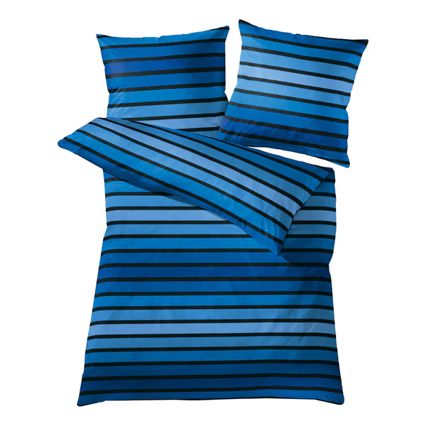 Bettwäsche Neapel - Baumwollstoff - Dunkelblau - 135 x 200 cm + Kissen 80 x 80 cm
