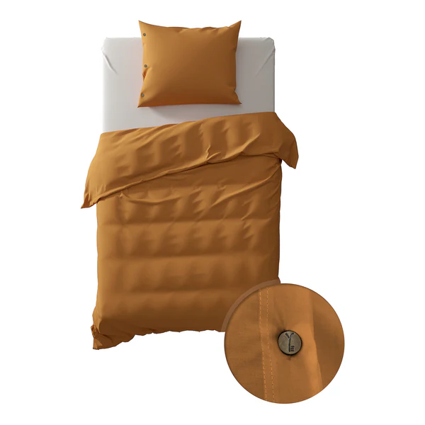 Bettwäsche Percale - Baumwolle Perkal - Cognac - 135 x 200 cm + Kissen 80 x 80 cm - Image 2