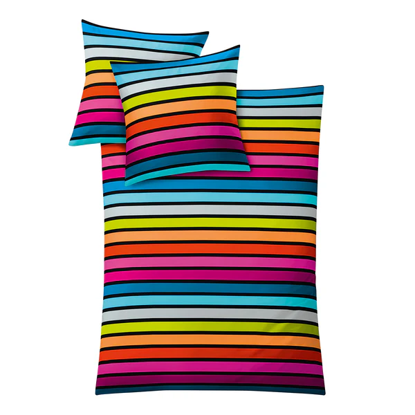 Bettwäsche Rimini - Baumwollstoff - Multicolor - 135 x 200 cm + Kissen 80 x 80 cm