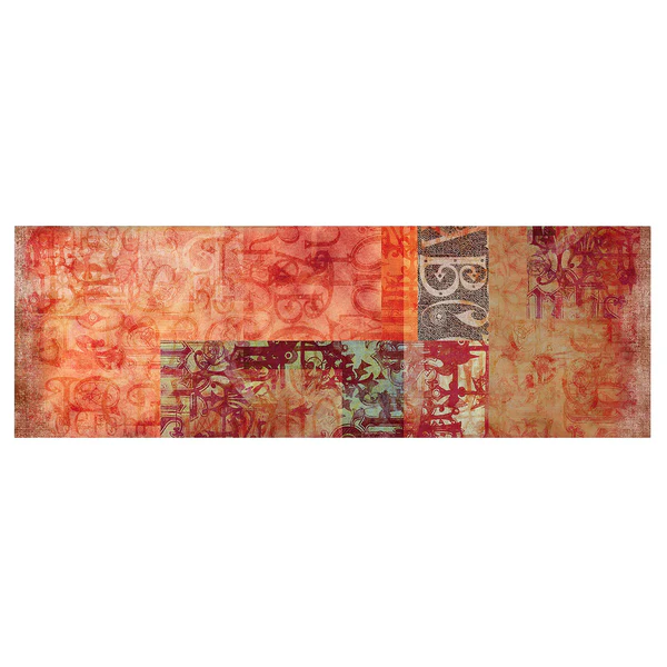 Bild Schriftmuster - Leinwand / Massivholz Fichte - Mehrfarbig - 90 x 30 cm