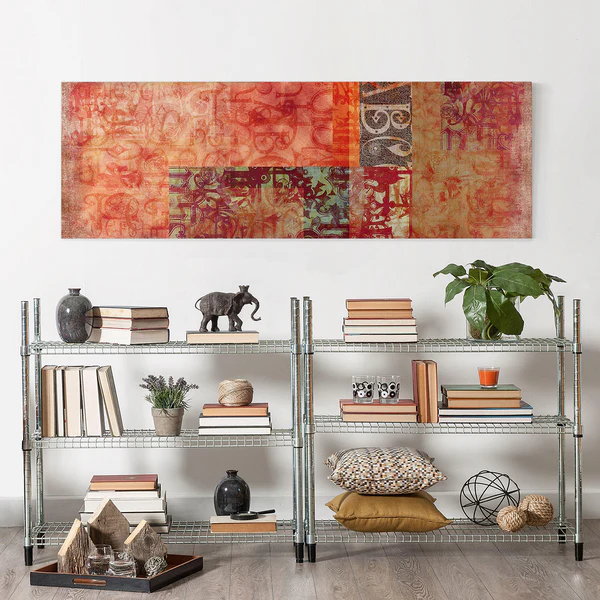 Bild Schriftmuster - Leinwand / Massivholz Fichte - Mehrfarbig - 90 x 30 cm - Image 3