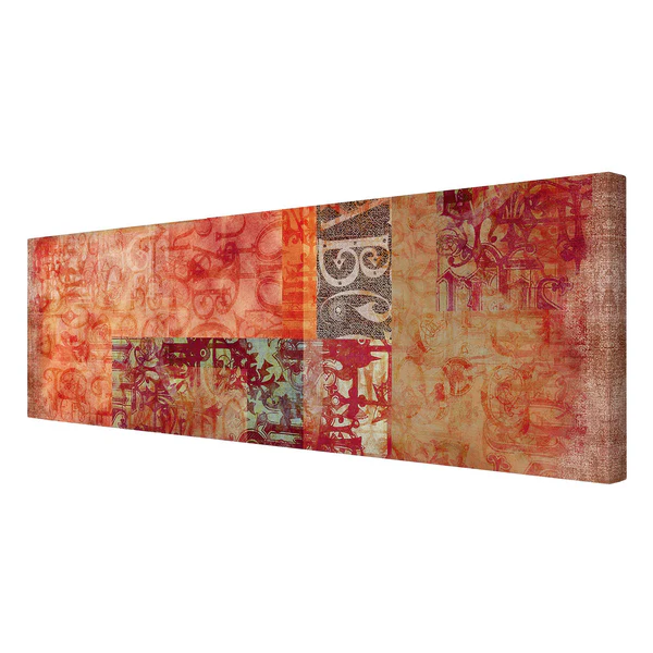 Bild Schriftmuster - Leinwand / Massivholz Fichte - Mehrfarbig - 90 x 30 cm - Image 5