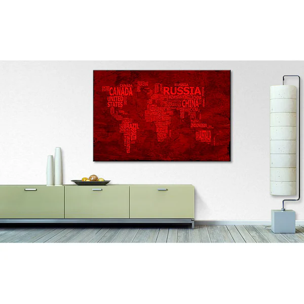 Bild Weltkarte Nr18 - Rot - Mischgewebe - Kiefer - 120 x 80 x 2 cm - Image 2