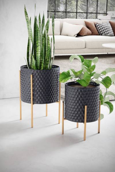 Blumentopf Otuto 2er-Set - Aluminium -Schwarz - Image 3