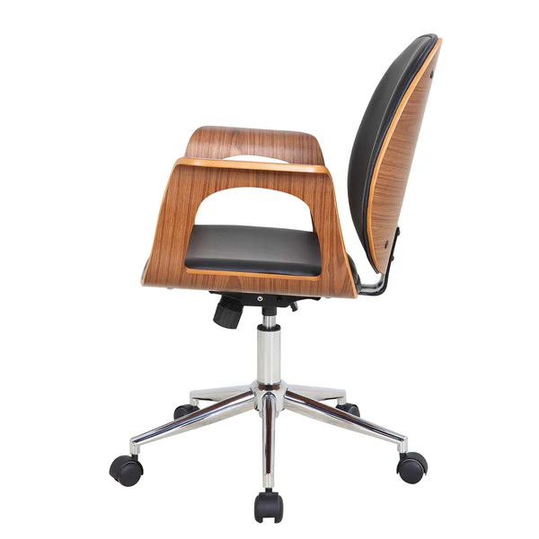 Bürodrehstuhl Kinnula - Kunstleder - Schwarz / Walnuss - Image 7