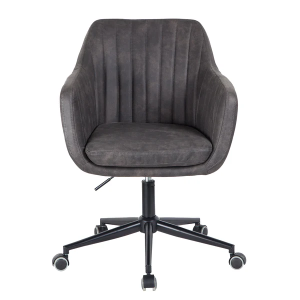 Bürodrehstuhl Leedy - Kunstleder / Stahl - Vintage Grau / Schwarz - Image 4