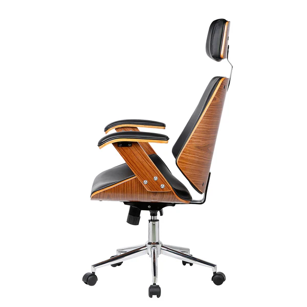 Bürodrehstuhl Viiki - Kunstleder / Stahl - Schwarz / Walnuss - Image 5