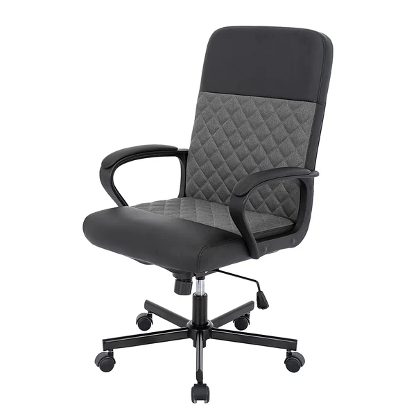 Bürostuhl Papenburg - Kunstleder / Microfaser & Eisen - Schwarz / Grau