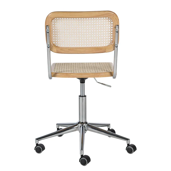 Bürostuhl Ramon - Rattan / Buche massiv / Stahl - Beige / Buche / Chrom - Image 5