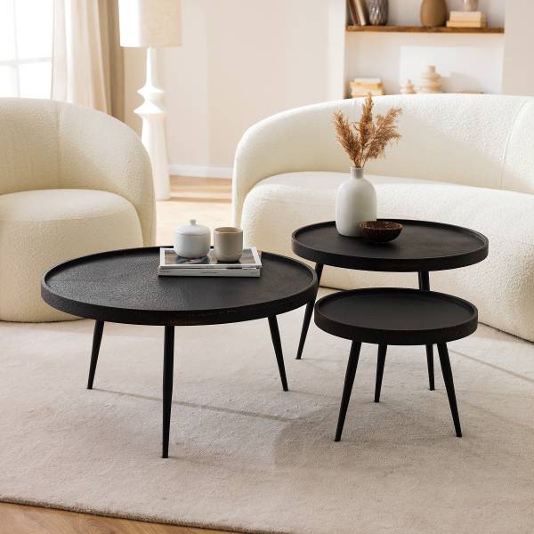 Couchtisch IKOMWA - Antik Schwarz / Schwarz - Durchmesser: 75 cm - Image 2
