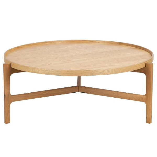 Couchtisch Klawock - Echtholzfurnier - Eiche - Durchmesser: 94 cm