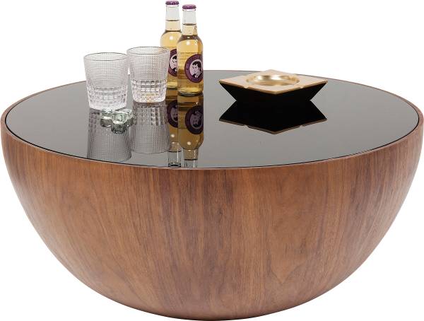 Couchtisch Tear Drops - Glas / Echtholzfurnier - Schwarz / Walnuss - Image 6