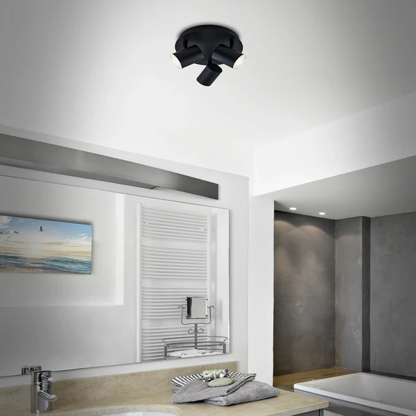 Deckenleuchte Banyo II - Polycarbonat / Eisen - 3-flammig - Schwarz - Image 4