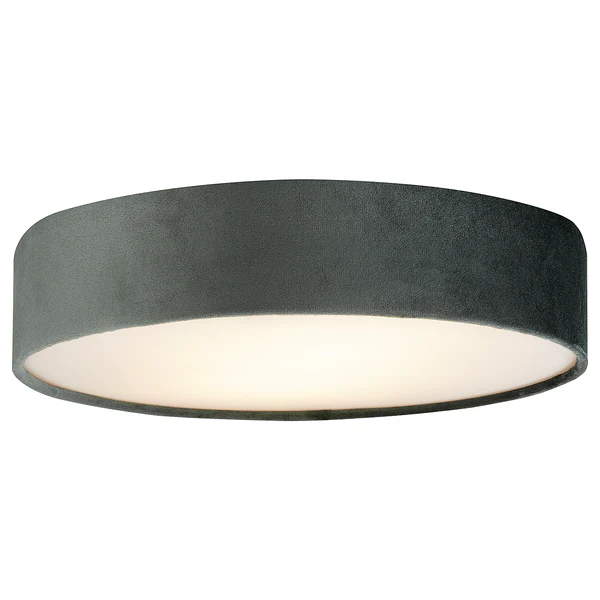 Deckenleuchte Drum - Samt - Grau - Durchmesser: 50 cm