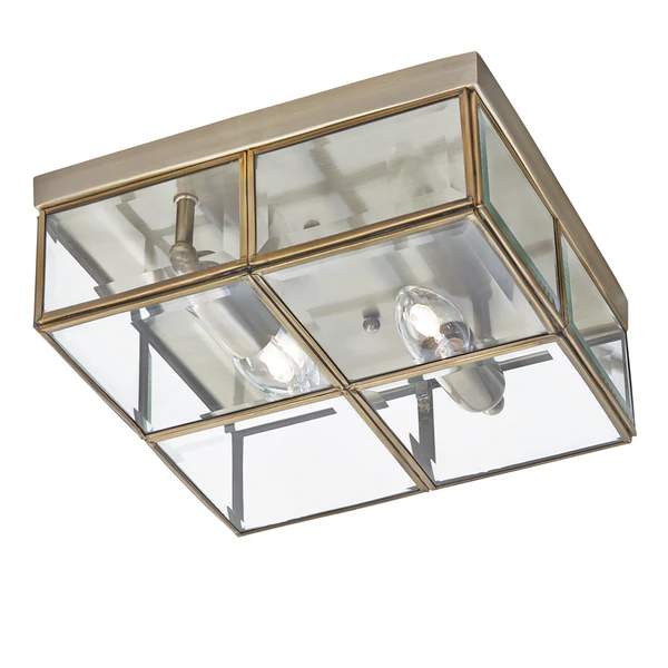 Deckenleuchte Flush I - Klarglas / Stahl - 2-flammig - Gold
