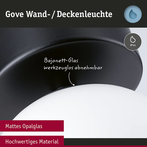 Deckenleuchte Gove - Opalglas / Aluminium - 1-flammig - Schwarz - Durchmesser: 12 cm - Image 10