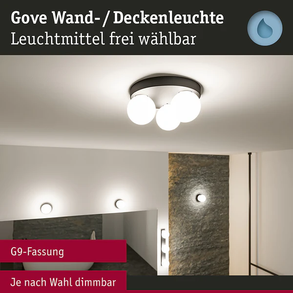 Deckenleuchte Gove Rondel - Opalglas / Aluminium - 3-flammig - Schwarz - Image 10