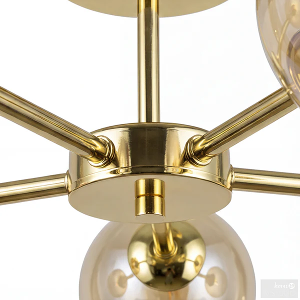 Deckenleuchte Ilumo - Farbglas / Eisen - 5-flammig - Beige / Gold - Image 8
