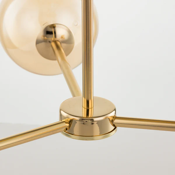 Deckenleuchte KJUL 3-flammig - Metall Gold glänzend / Glas Bernsteinfarben - Image 8