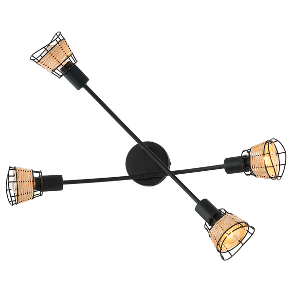 Deckenleuchte Lendum III - Eisen / Rattan - 4-flammig - Image 3