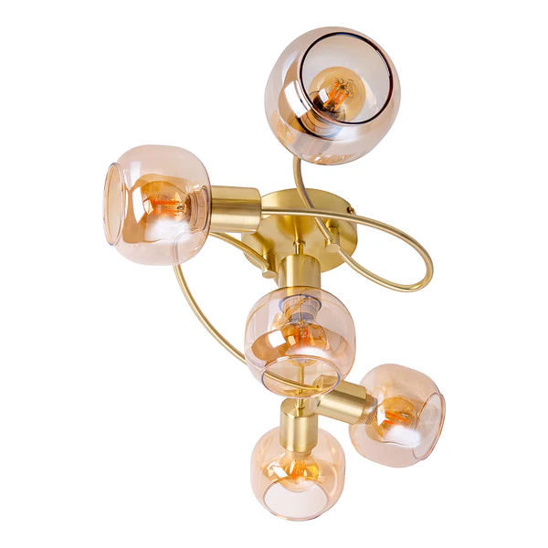 Deckenleuchte Libby 5-flammig - Klarglas / Eisen - Gold - Image 10