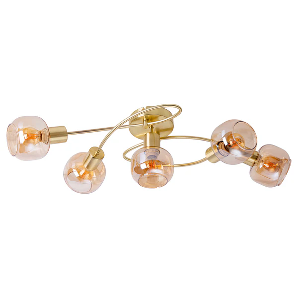 Deckenleuchte Libby 5-flammig - Klarglas / Eisen - Gold - Image 5