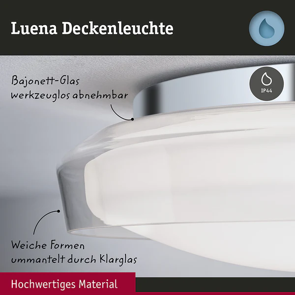 Deckenleuchte Luena - Chrom / Klarglas - Silber / Weiß - 1-flammig - Durchmesser: 25 cm - Image 10
